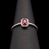 14K Yellow Gold Ruby And Diamond Halo Ring
