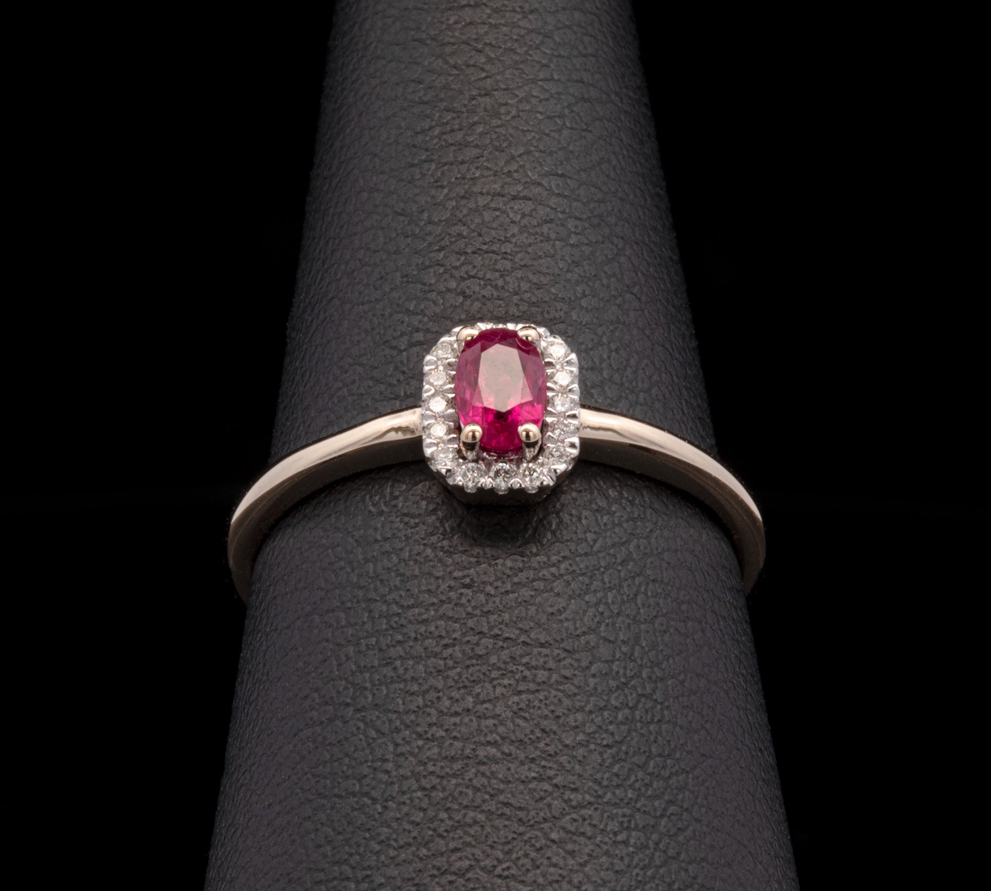 14K Yellow Gold Ruby And Diamond Halo Ring