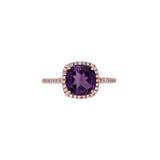 14K Rose Gold Amethyst And Diamond Halo Ring