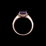 14K Rose Gold Amethyst And Diamond Halo Ring