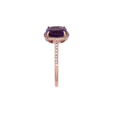 14K Rose Gold Amethyst And Diamond Halo Ring