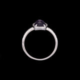 14K White Gold Checker Board Amethyst And Diamond Halo Ring