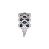 14K White Gold Sapphire And Diamond Wide Geometric Band