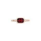 14K Yellow Gold Emerald Cut Garnet And Diamond Ring