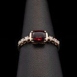 14K Yellow Gold Emerald Cut Garnet And Diamond Ring