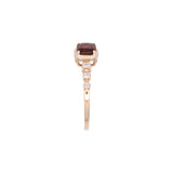 14K Yellow Gold Emerald Cut Garnet And Diamond Ring