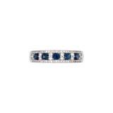 14K White Gold Sapphire And Diamond Band