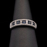 14K White Gold Sapphire And Diamond Band