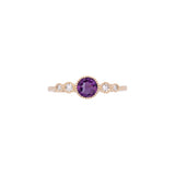 14K Yellow Gold Five Stone Amethyst And Diamond Ring