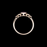 14K Yellow Gold Five Stone Amethyst And Diamond Ring