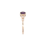 14K Yellow Gold Five Stone Amethyst And Diamond Ring