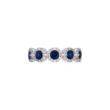 14K White Gold Sapphire And Diamond Halo Band