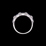 14K White Gold Sapphire And Diamond Halo Band