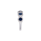 14K White Gold Sapphire And Diamond Halo Band