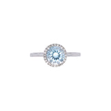14K White Gold Aquamarine And Diamond Halo Ring