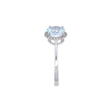 14K White Gold Aquamarine And Diamond Halo Ring
