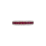 14K Yellow Gold Three-Row Ruby And Diamond Band