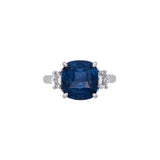 Platinum Cushion Cut Sapphire And Diamond Rings