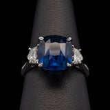 Platinum Cushion Cut Sapphire And Diamond Rings
