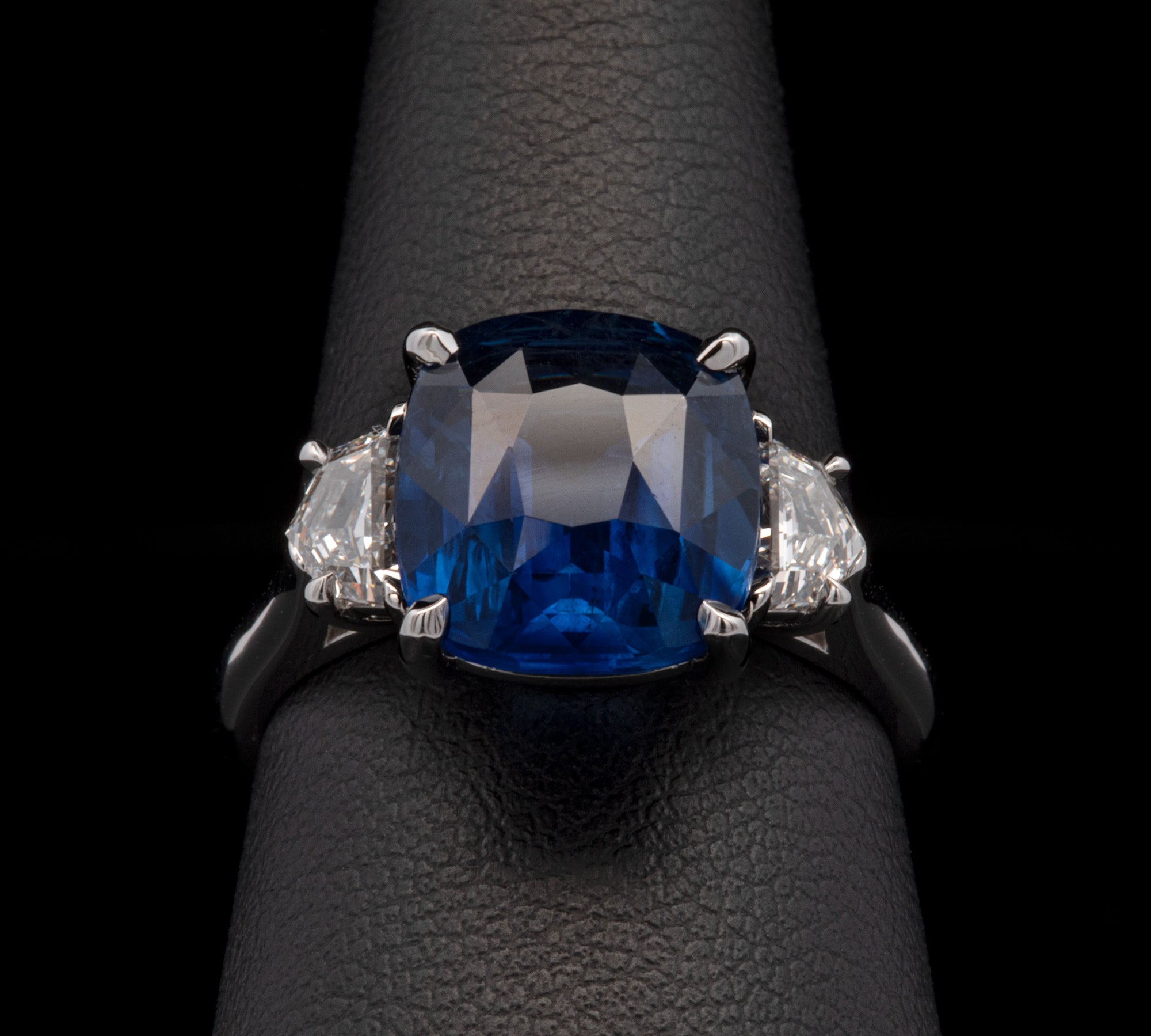 Platinum Cushion Cut Sapphire And Diamond Rings