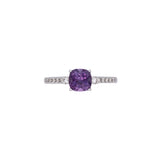 14K White Gold Amethyst And Diamond Ring