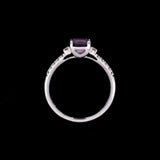 14K White Gold Amethyst And Diamond Ring