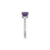 14K White Gold Amethyst And Diamond Ring