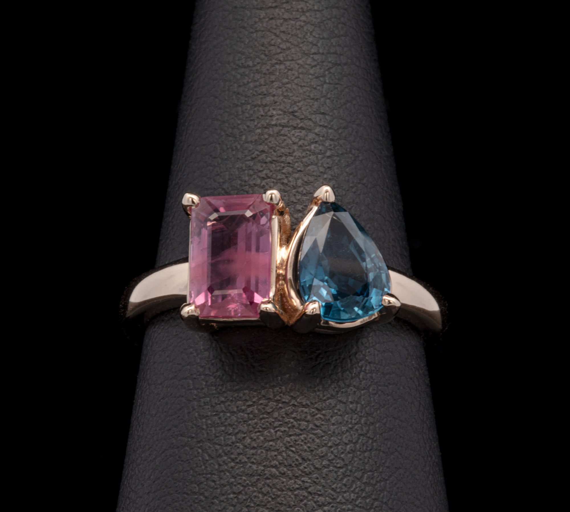 14K Yellow Gold Ruby And Sapphire Toi Et Moi Ring.