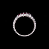 14K White Gold Wide Beaded Band With Rubies