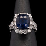 18K White Gold Sapphire And Diamond Halo Ring