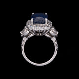 18K White Gold Sapphire And Diamond Halo Ring