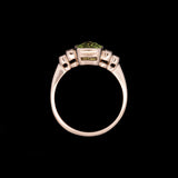 14K Yellow Gold Cushion Cut Peridot And Diamond Ring