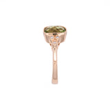 14K Yellow Gold Cushion Cut Peridot And Diamond Ring