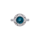 14K White Gold London Blue Topaz And Diamond Ring