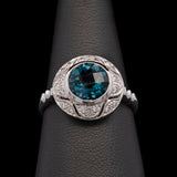 14K White Gold London Blue Topaz And Diamond Ring