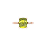 14K Yellow Gold Cushion Cut Peridot And Diamond Rings