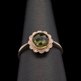 14K Yellow Gold Round Peridot And Diamond Ring