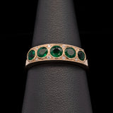 18K Yellow Gold Emerald A Diamond Band