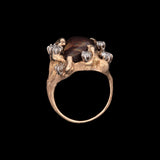 18K Yellow Gold Fire Agate And Diamond Cluster Ring