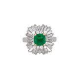 Platinum And 18K Yellow Gold Emerald And Diamond Ballerina Style Ring-Pendant