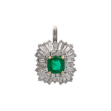 Platinum And 18K Yellow Gold Emerald And Diamond Ballerina Style Ring-Pendant