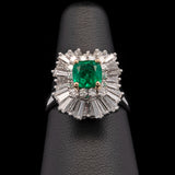 Platinum And 18K Yellow Gold Emerald And Diamond Ballerina Style Ring-Pendant