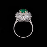 Platinum And 18K Yellow Gold Emerald And Diamond Ballerina Style Ring-Pendant