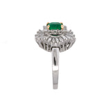 Platinum And 18K Yellow Gold Emerald And Diamond Ballerina Style Ring-Pendant