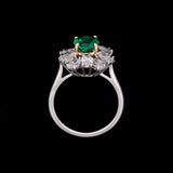 Platinum And 18K Yellow Gold "Albert Pujol" Oval Brazilian Emerald And Diamond Halo Ring
