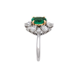 Platinum And 18K Yellow Gold "Albert Pujol" Oval Brazilian Emerald And Diamond Halo Ring