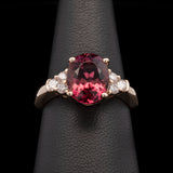 14K Yellow Gold Pink Tourmaline Ring With Diamond Accents