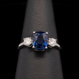 18K white Gold Ceylon Sapphire And Diamond Ring