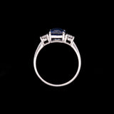 18K white Gold Ceylon Sapphire And Diamond Ring