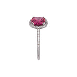 14K White Gold Pink Tourmaline And Diamond Halo Ring